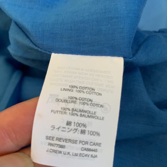 J.Crew Blue Cotton Poplin Wrap Dress Size 0 - Picture 6 of 10